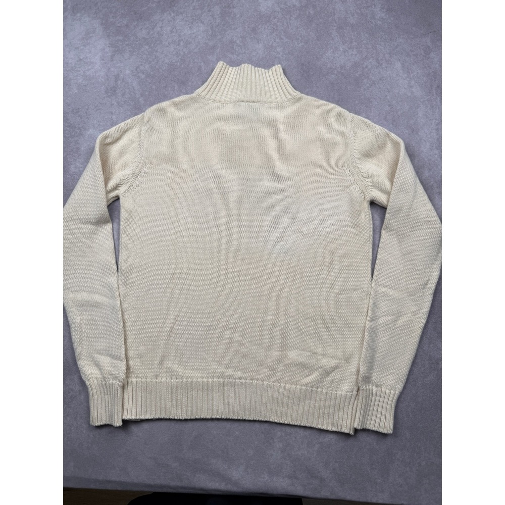 VTG Ralph Lauren Polo Jeans Co American Flag Mock Cotton Sweater Beige Womens S - Picture 2 of 13